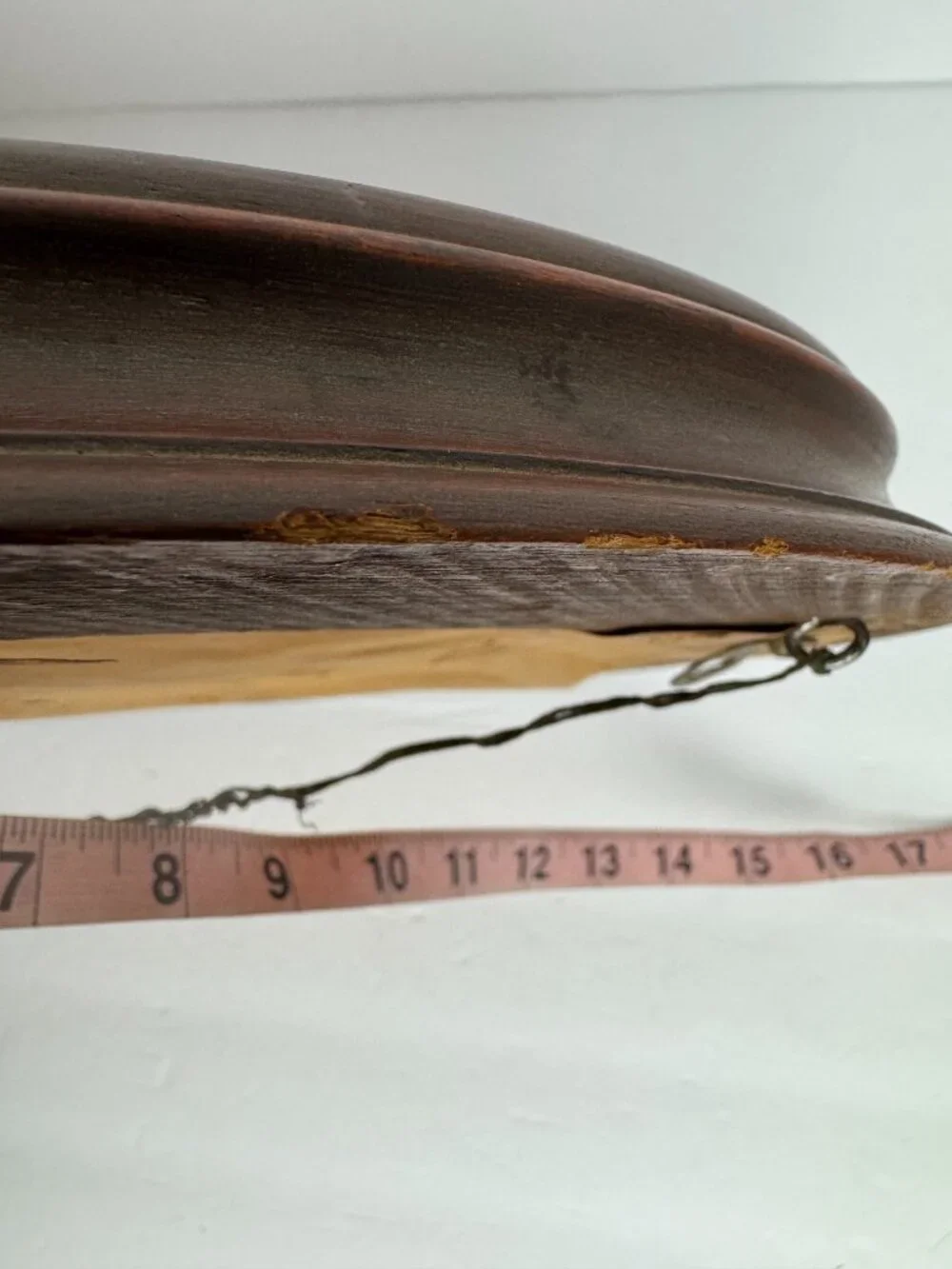 Antique Oval Cherry Wood Mirror w/ Dovetail Deep Frame  14